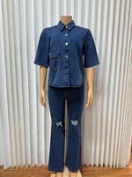 Ensemble de vêtements pour femmes, veste en jean de dernière génération 2026, associée à un jean décontracté tendance et unique, délavé, et un pantalon long pour femmes