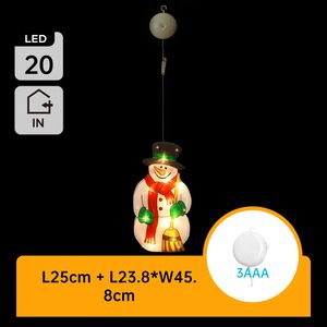 Lampada a sospensione a batteria, grande pupazzo di neve con ventosa, luce bianca calda, ideale per decorazioni natalizie e festive. - Product Image 3