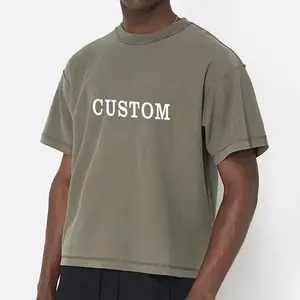 T-shirt en vrac unisexe sérigraphié Boxy Fit chemise fabrication de haute qualité coton lourd personnalisé uni 300gsm organique T-shirt hommes