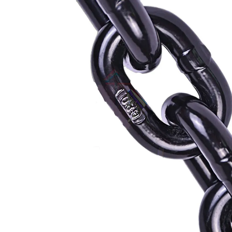 Catena di sollevamento saldata a maglia ad alta resistenza con catena in acciaio legato nero da 10mm 13mm di grado G80