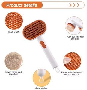 Spazzole autopulenti per massaggi in acciaio inossidabile per animali domestici pettine per gatti e cani spazzola per rimozione peli di animali domestici con pulsante di rilascio - Product Image 5