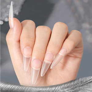 Uñas Postizas Largas y Delgadas con Efecto Escarchado, Acrílicas, Cobertura Completa, 12 Tamaños, Paquete Personalizado - Product Image 5