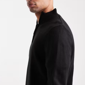 Pull en maille à col zippé 1/4 <span class=keywords><strong>Brave</strong></span> <span class=keywords><strong>Soul</strong></span> 100% coton anti-plis ODM pour l'hiver, noir - Product Image 3