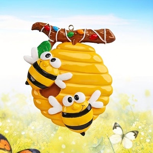 Adorno Navideño Personalizado de <span class=keywords><strong>Colmena</strong></span> con 2 Abejas, Nombre Personalizado, Decoración para Árbol de Navidad, Colgante de Resina, Regalo - Product Image 1