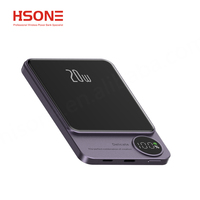 HSONE Power Bank Magnétique Sans Fil Ultra Mince 5000mAh 20W avec Affichage LED Type-C Chargeur Portable pour iPhone Android en Alliage d'Aluminium