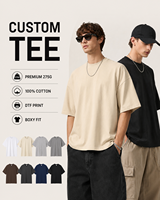 Camisetas Casuales de Manga Corta para Hombre, Estilo Urbano, 100% Algodón, 275 g/m², Cuello Redondo, Corte Cuadrado Estructurado, Impresión Personalizada, Venta al Por Mayor
