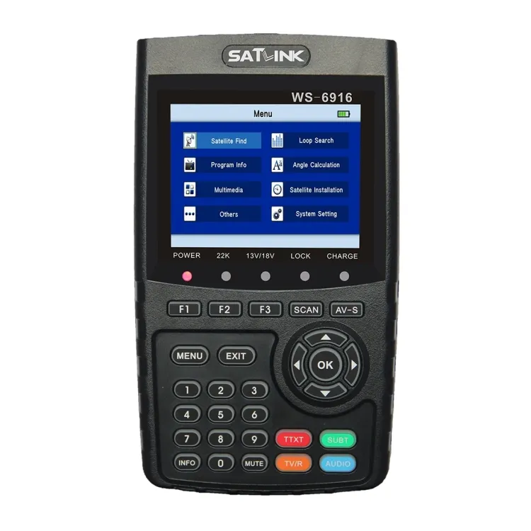 SATLINK WS6916 디지털 위성 신호 측정기 3.5 인치 TFT LCD 화면 지원 DVB-S / S2 MPEG-2 / MPEG-4 위성 측정기