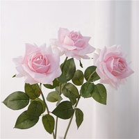 Vente en gros de fleurs artificielles en latex de haute qualité, grandes roses réalistes au toucher, blanches, roses, bleues, pour la décoration de mariage