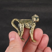 Patung Kuningan Vintage Kerajinan Zodiak Patung Monyet Ornamen Perunggu Perhiasan Kecil
