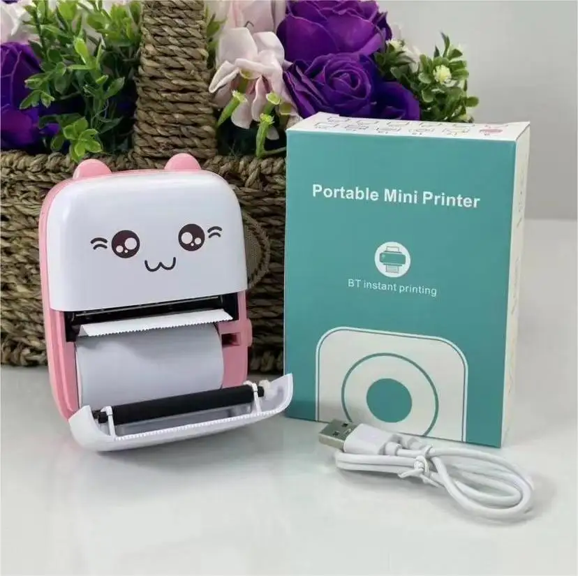 Stiker saku anak pelajar, Printer nirkabel portabel USB MINI C9 Label kecil berperekat foto