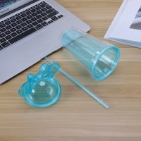 Gobelets à double paroi en plastique acrylique 16oz, gobelet bouteille d'eau potable avec couvercle et paille réutilisable en vrac