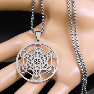 Collier en Acier Inoxydable avec Sceau d'Ange Archange Metatron pour Femmes et Hommes, Géométrique, Les Secrets des Caballistes, Bijoux du Jardin de <span class=keywords><strong>Salomon</strong></span> - Product Image 5