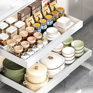 Kitchen Pull-Out Storage Rack Expandable Cabinet Drawer Organizer Adjustable Slide-Out Spice <strong>Shelf</strong> Heavy Duty Storage - Product Image 1