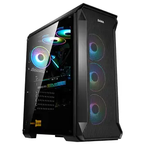 SAMA full tempered glass pc cabinet rainbow RGB controller full tower computer case usb 3.0 atx case