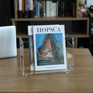 بالجملة منظم ملف سطح المكتب الاكريليك الشفاف اليدوية مع مقبض - Product Image 2
