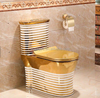 WC en céramique plaqué or de luxe populaire, couleur noir et or