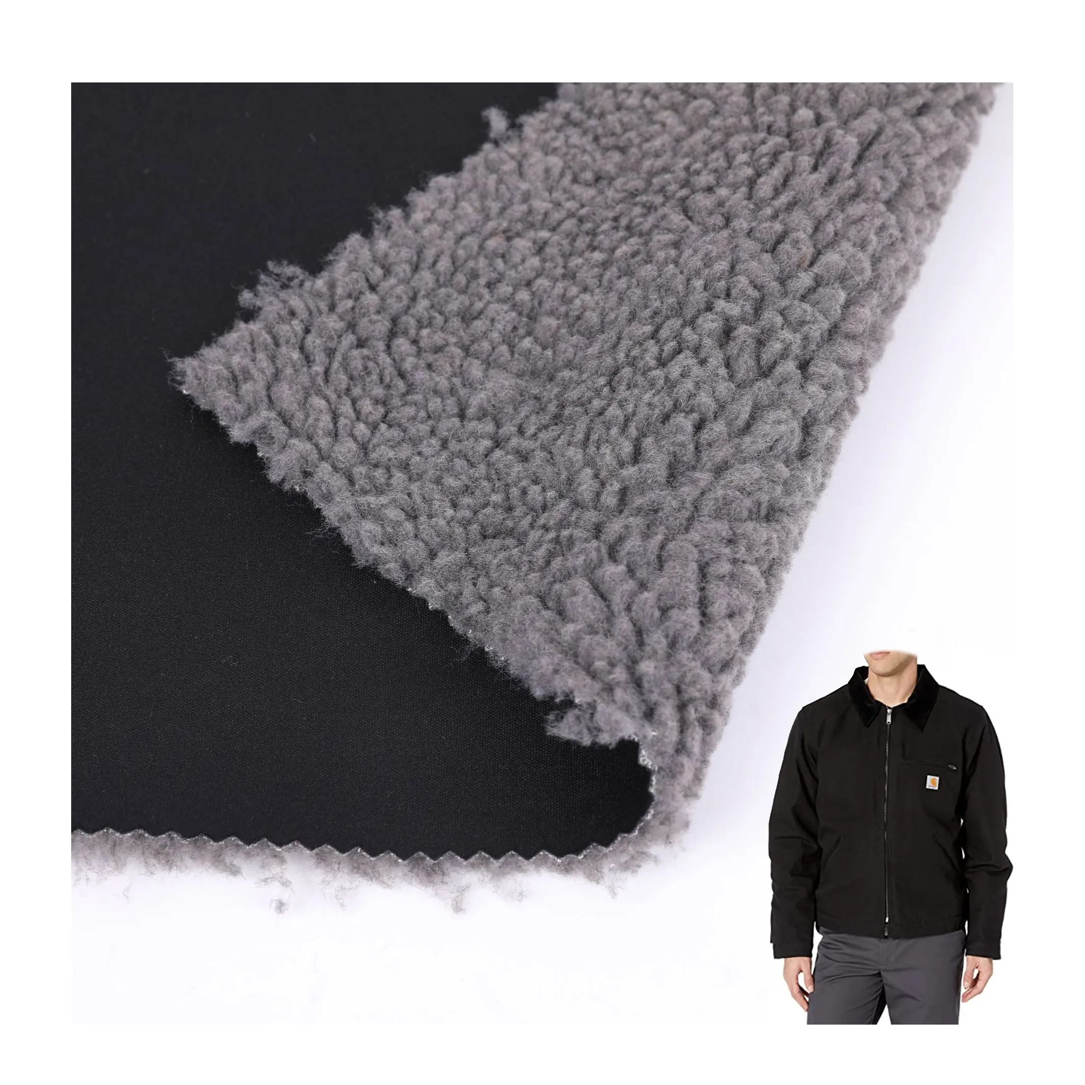 무거운 무게 셰르파 적층 레이어 시스템 겨울 코트 소재 따뜻하게 유지 양털 원단