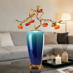 Jarrón Decorativo de Cerámica de Lujo con Ramas Doradas, Adorno de Caqui Auspicioso para Sala de Estar, Regalo de Inauguración de Casa - Product Image 2