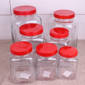 Wholesale Square Candy Cookie Glass Jar Storage Container with Colorful Plastic Screw Lid