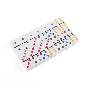 Vente en gros de dominos artisanaux en plastique acrylique, set coloré