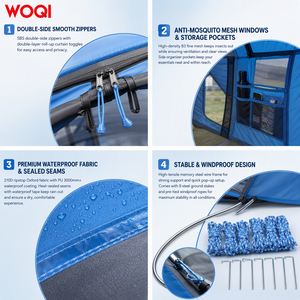 Tente dôme instantanée WOQI pour 5 à 8 personnes, grande tente familiale pour le camping, la randonnée et les pique-niques en plein air, résistante au vent et à la pluie - Product Image 3