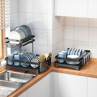 Double égouttoir à vaisselle en métal Support de rangement Porte-gobelet Egouttoir de cuisine Évier Cabinet Comptoir Accessoires Organisateur Rouille