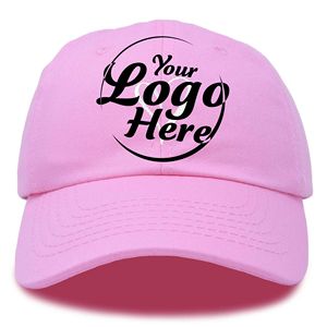 หมวกแก็ปผ้าคอตตอนเนื้อนุ่มแบบไม่มีโครงสร้างหมวกสำหรับคุณพ่อหมวกถักลายแบบออกแบบได้ตามต้องการสีชมพูอ่อน - Product Image 1