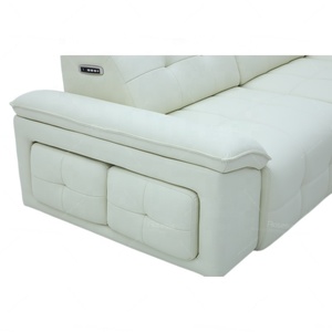 Divano Letto Elettrico in Vera Pelle - Struttura Modulare in Legno, 2 Posti, Doppio Uso, Estensibile, Convertibile, Pieghevole, per Soggiorno, Nuovo, Nero - Product Image 6