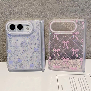 Funda de teléfono transparente con lazo brillante de lujo para iPhone Duo, protección transparente para bisagras, cubierta protectora de silicona suave a prueba de golpes - Product Image 2