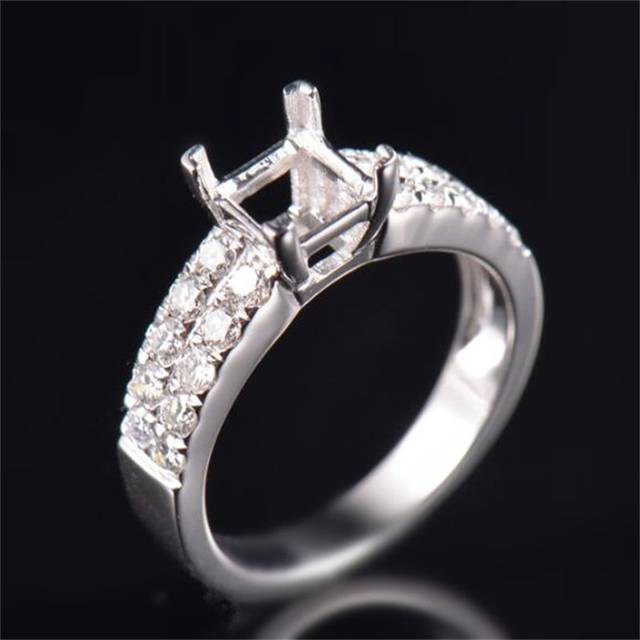 Wholesale 10k 14k 18k Solid Gold 925 Sterling Silver  With Lab Diamond Moissanite Ring Setting Semi Mount Rings Mounted Jewelry