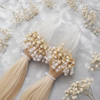 Extensions de cheveux blonds russes Remy de qualité supérieure à micro-anneaux, 100 % cheveux humains alignés sur les cuticules, extensions à micro-boucles pour revendeurs