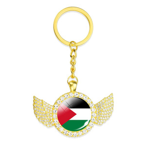 Llavero con Bandera de Palestina, Adorno para Bolso con Pedrería Dorada, Anillo para Llaves con Detalles de Cristal, Colgante con Bandera Nacional Personalizada - Product Image 4