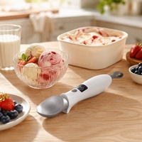 Cuillère à glace chauffante électrique avec affichage numérique, tête en alliage d'aluminium avec revêtement céramique, pour la maison, la cuisine et les fêtes