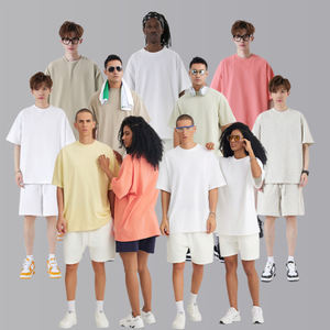 Camiseta con logotipo personalizado de peso pesado 300G, venta al por mayor, 100% algodón, manga corta de gran tamaño en blanco para hombre - Product Image 6