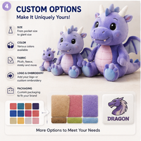 OEM ODM Personnalisé Vente en Gros Mini Petits Jouets en Peluche Magnifiques Animaux en Peluche Brodés Dinosaures et Dragons Poupées