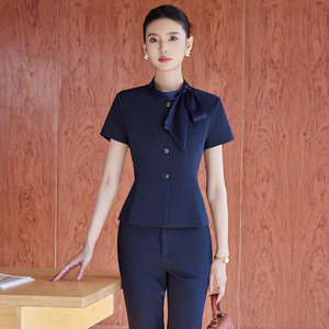 Women's Short Sleeve Suit Set Polyester Summer Elegant Workwear For Salon Office Jewelry Store - Product Image 2