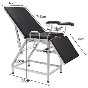 Lettino Ginecologico Manuale, <span class=keywords><strong>Tavolo</strong></span> Ostetrico con Staffe e Vassoio Portaoggetti per Ospedali e Cliniche - Product Image 4