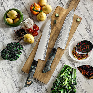 Couteaux de boucher professionnels en acier au carbone avec manche en bois ambré - Product Image 3