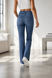 Collection de jeans évasés classiques taille mi-haute pour femmes, pantalons en denim multicolores, coupe évasée très extensible - Product Image 5