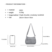 Produsen Tas Jinjing Wanita Ukuran Sedang Berkapasitas Besar dengan Ritsleting, Gaya Retro, Warna Solid, Lapisan Nilon Poliester, Kasual