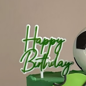 ท็อปเปอร์เค้กอะคริลิค รูปน้ำผึ้งและรสหวาน สุขสันต์วันเกิด สองชั้น ตกแต่งเค้กธีมฟุตบอลสำหรับเด็กผู้ชาย - Product Image 3