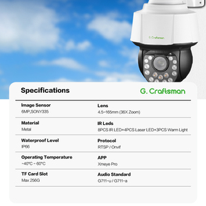 GX-PL6X36D-M6S GCraftsman 6MP Security CCTV IP PTZ Camera 36x 1000ft Night Vision Full Color Outdoor Auto Tracking GX-PL6X36D-M6 - Product Image 5