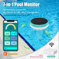 Testeur d'eau numérique flottant 7-en-1 pour piscine, moniteur intelligent de piscine, test d'eau automatique 24h/24 et 7j/7 pour piscines, spas et bains à remous, contrôle par application
