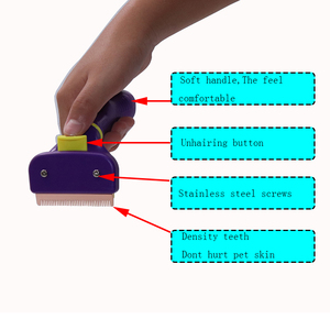 Nuovo prodotto One Button Self Clean Cat spargimento spazzola pettine <span class=keywords><strong>Pet</strong></span> Deshedding toelettatura strumento per cani - Product Image 6