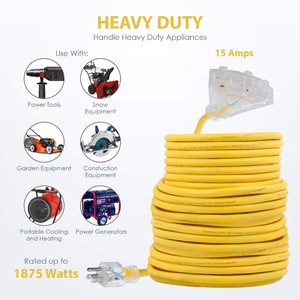 Cable de Extensión para Exteriores de Alta Resistencia 14/3 SJTW con Enchufe Plano, Certificado UL NEMA 5-15P - Product Image 5