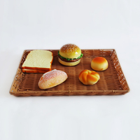 Plateaux de service tissés en osier, paniers à pain, rectangulaires, pour le service d'hôtel, pour fruits, légumes, petit déjeuner et collations