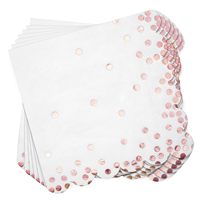 Serviettes en papier modernes à 4 plis, 3 épaisseurs, 6,3 pouces, à bords festonnés, à pois, en feuille d'or rose, jetables, 50 unités, OEM direct usine SFTREE