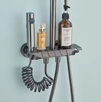 Ensemble de robinetterie de douche à touches de piano grises - Ensemble de robinetterie de salle de bain murale multifonctionnelle pour douche et bain