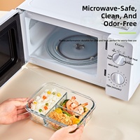 Boîte à lunch en verre borosilicate premium, compartimentée, compatible micro-ondes, récipient alimentaire hermétique pour le bureau et les repas quotidiens