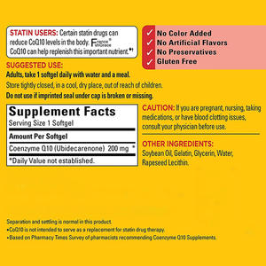 Terbaik <span class=keywords><strong>CoQ10</strong></span> 200mg suplemen untuk pria dan wanita Dukungan kesehatan hati <span class=keywords><strong>Coq10</strong></span> Softgel kapsul - Product Image 2